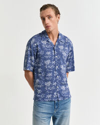 Chemise coupe décontractée à imprimé île tropicale