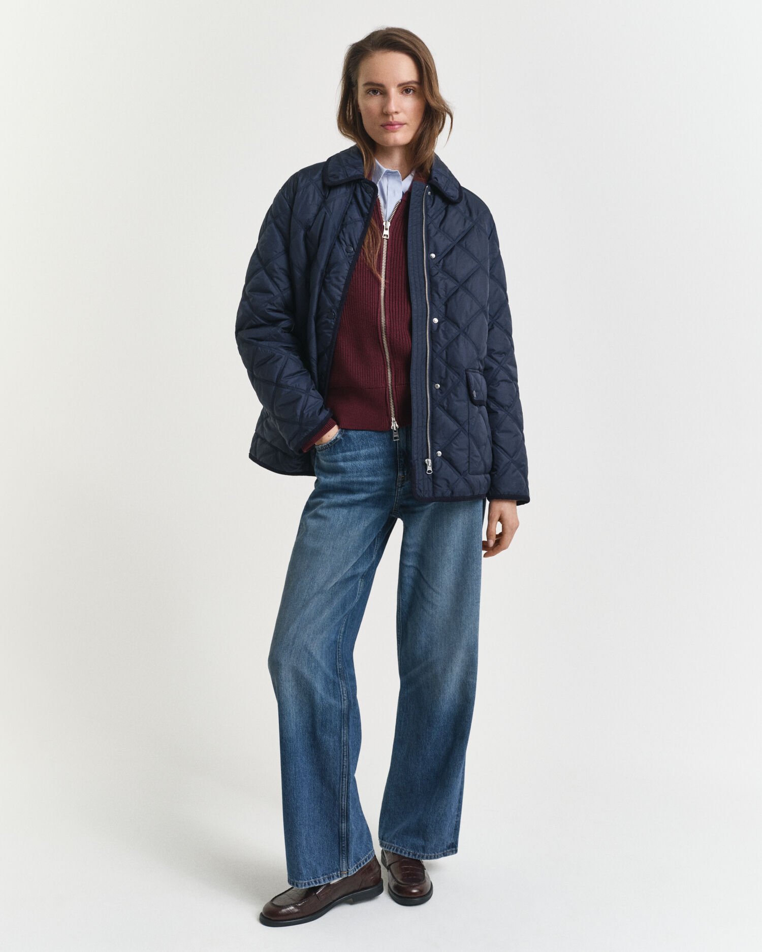 Veste matelassée avec bord en velours côtelé