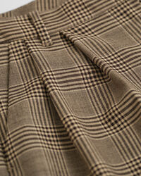 Pantalon plissé en laine mélangée à carreaux