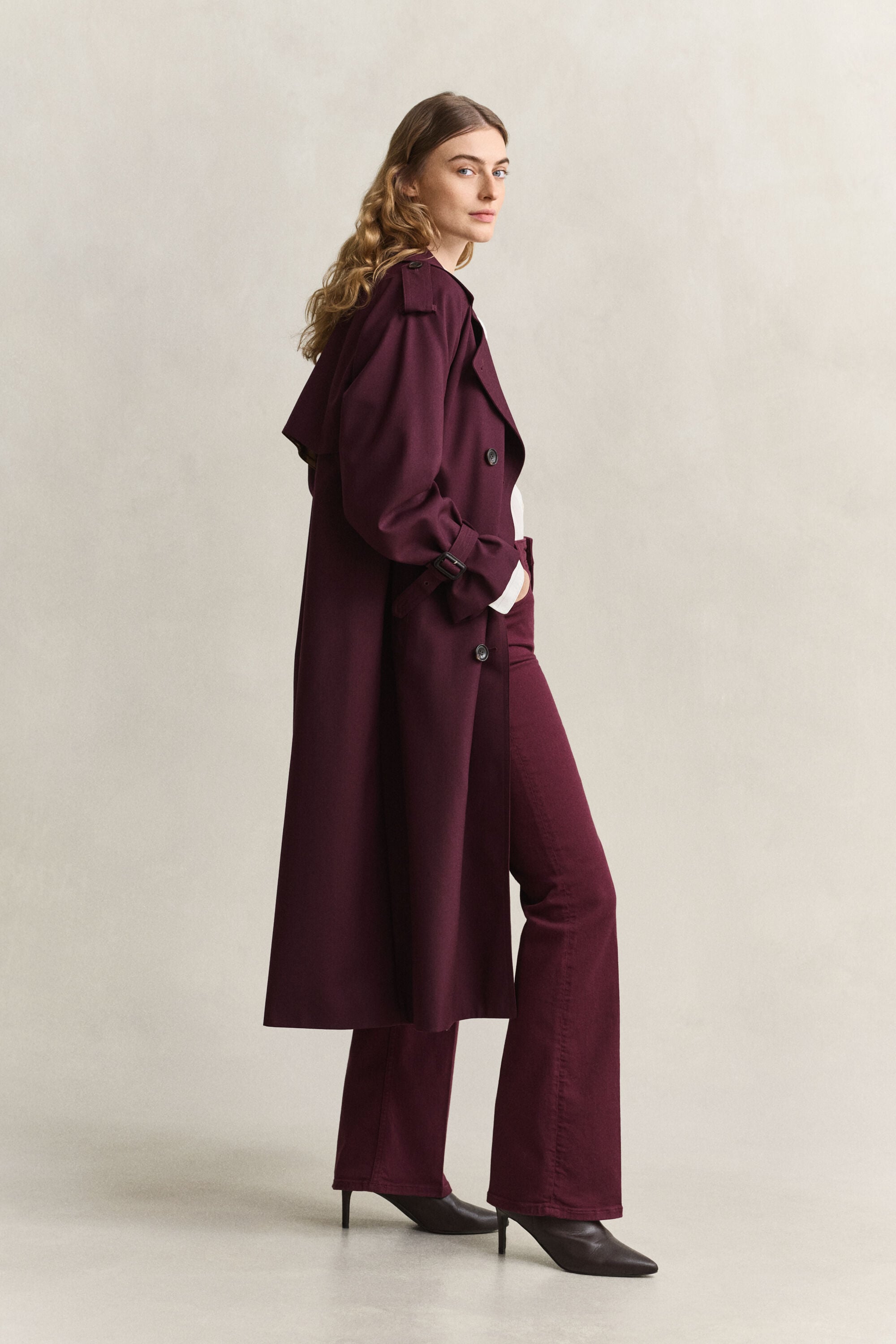Trench-coat en laine mélangée