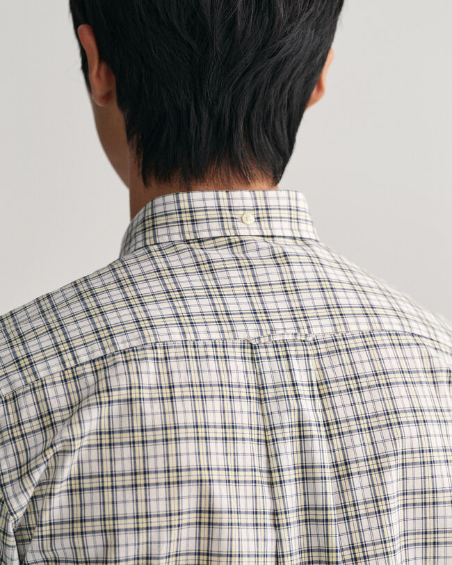 Chemise regular fit à manches courtes en popeline à carreaux