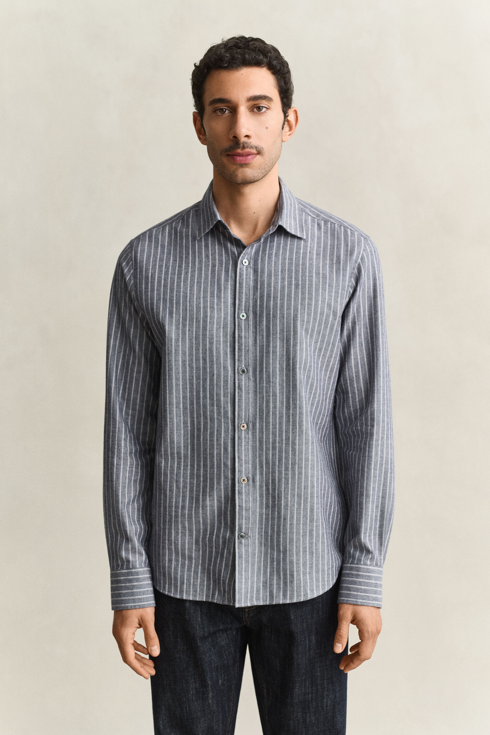 Chemise en flanelle chinée à rayures