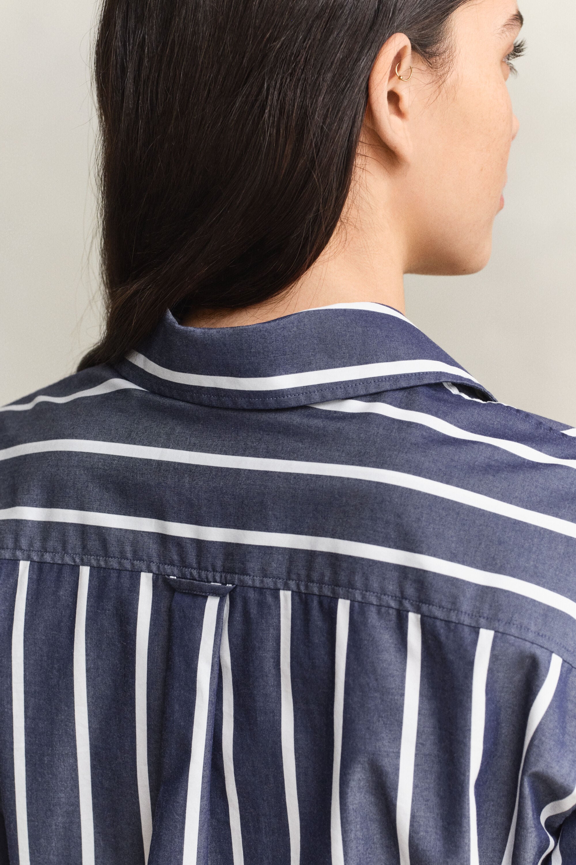 Chemise classique coupe décontractée en popeline à rayures