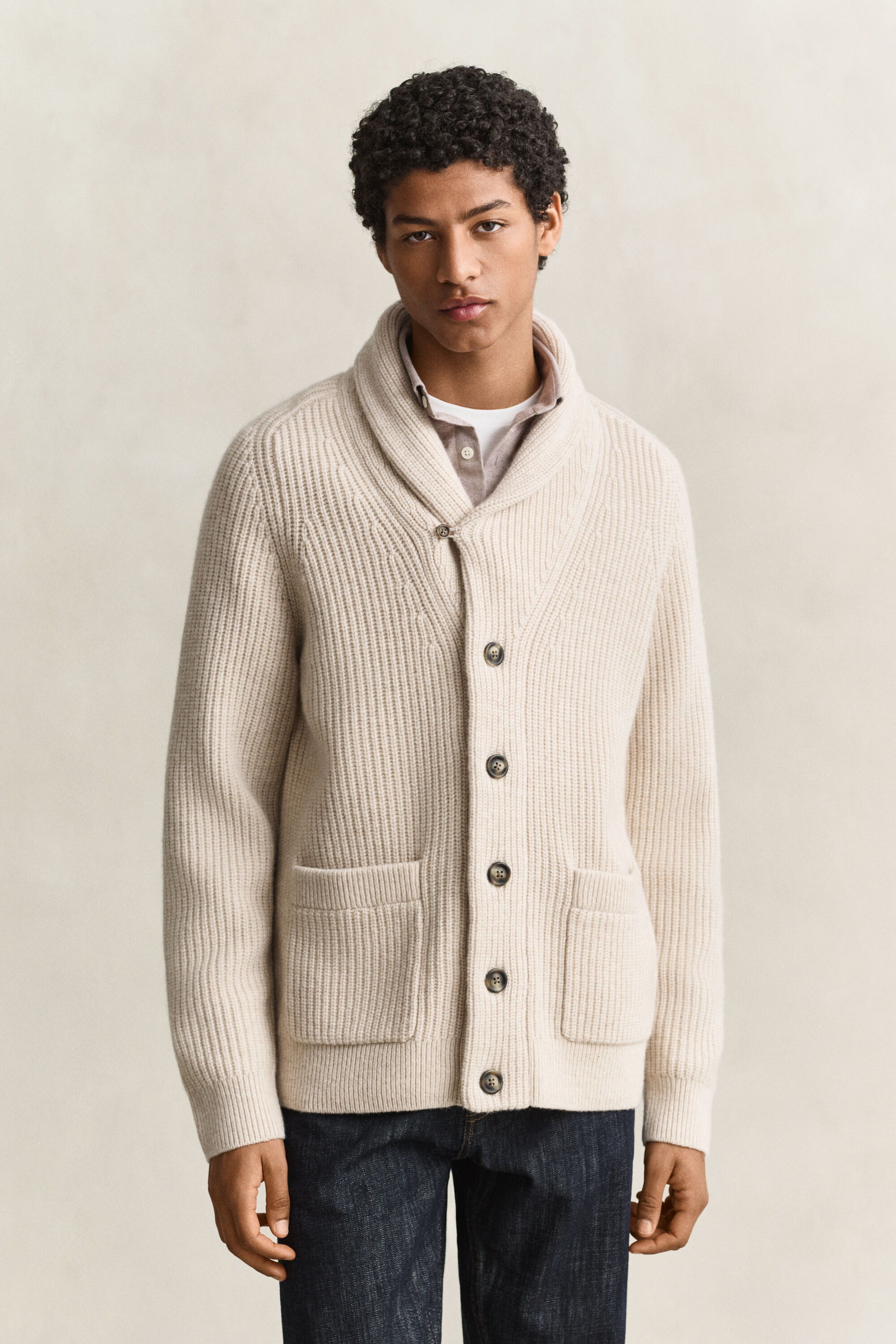 Cardigan en laine mélangée à rayures