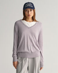 Pull col V en maille fine