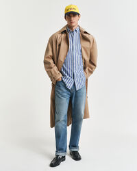 Chemise coupe regular en coton et lin à rayures