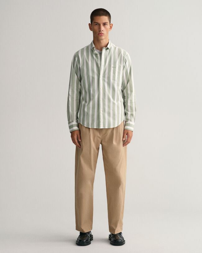 Chemise regular fit en popeline de coton &agrave; larges rayures