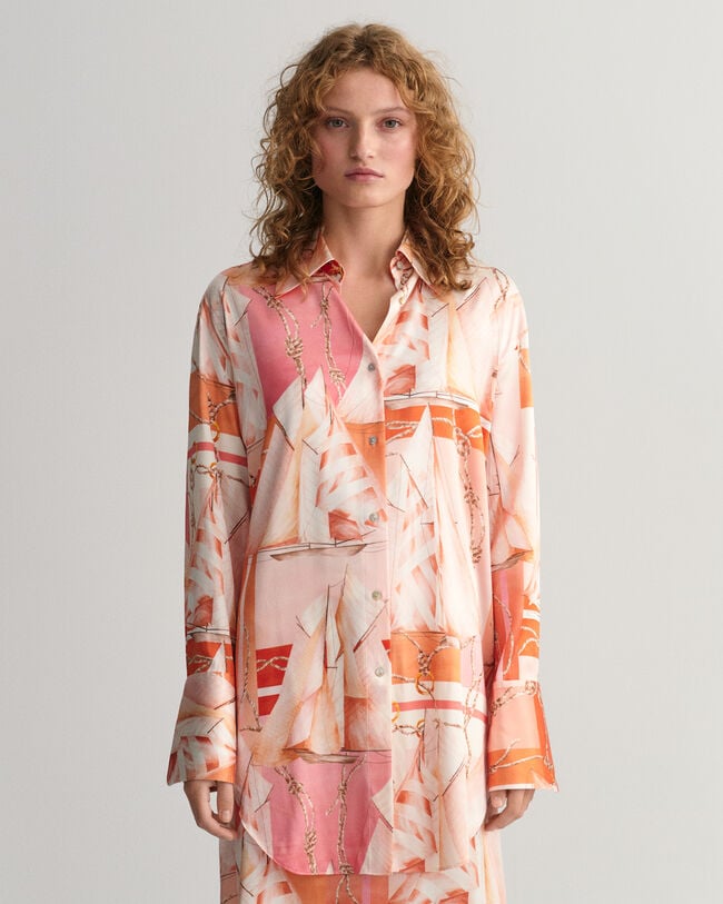 Chemise relaxed fit en soie à imprimé Sailing
