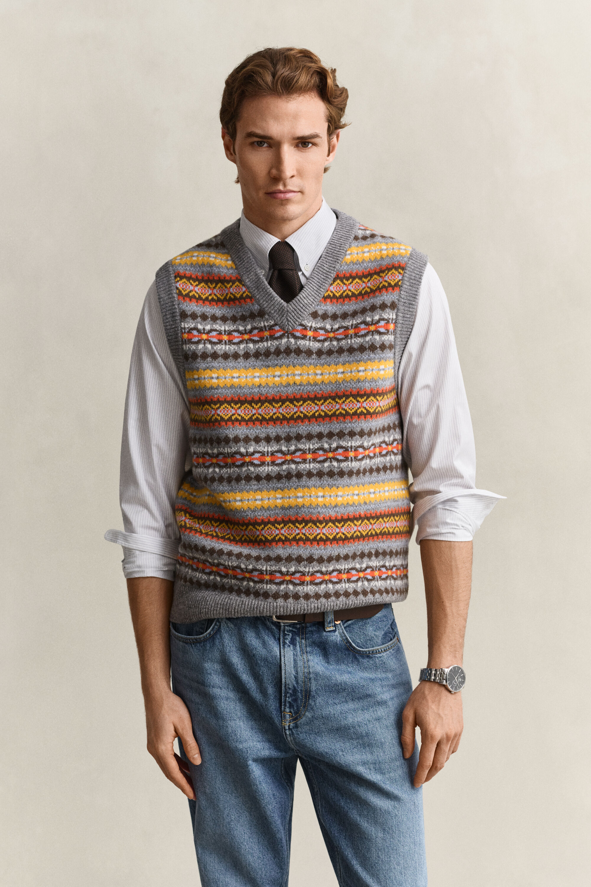 Pull sans manches à motif Fair Isle