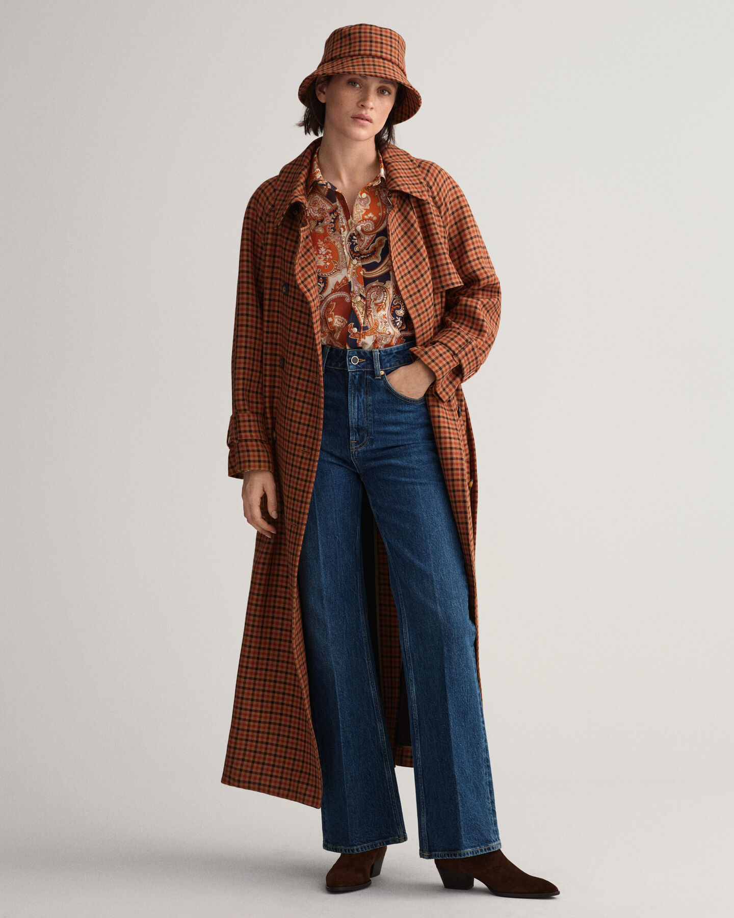 Chemise regular fit en coton et soie &agrave; motif cachemire