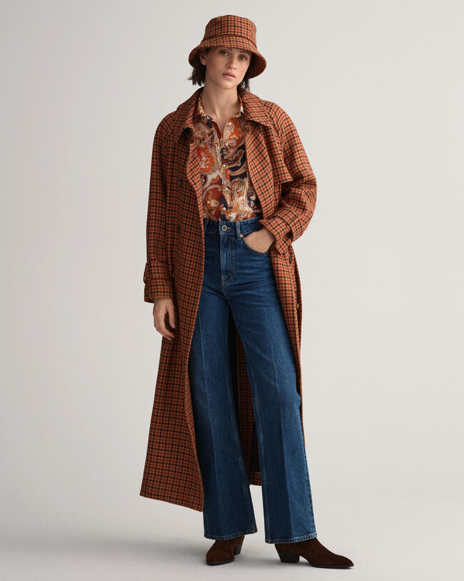 Chemise regular fit en coton et soie &agrave; motif cachemire