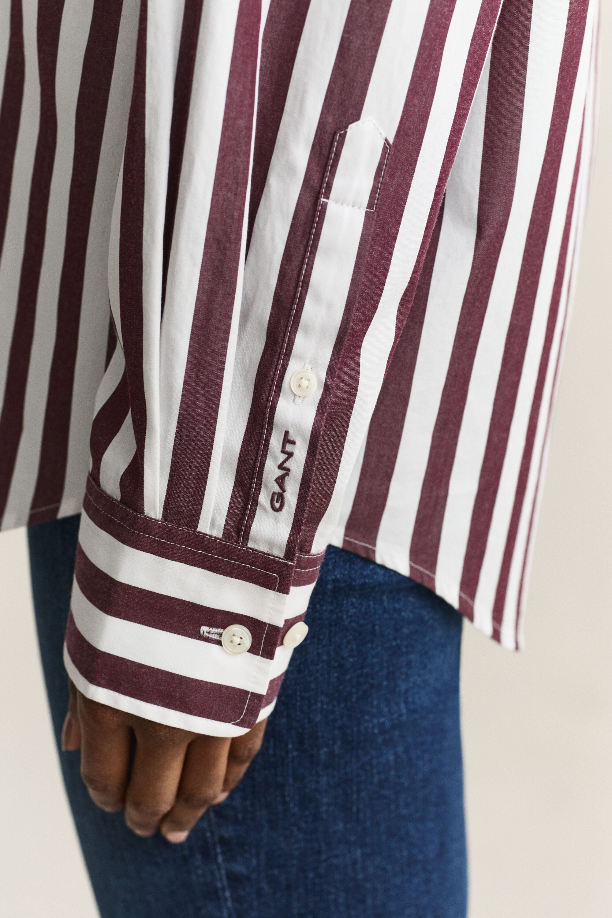 Chemise décontractée en popeline à rayures
