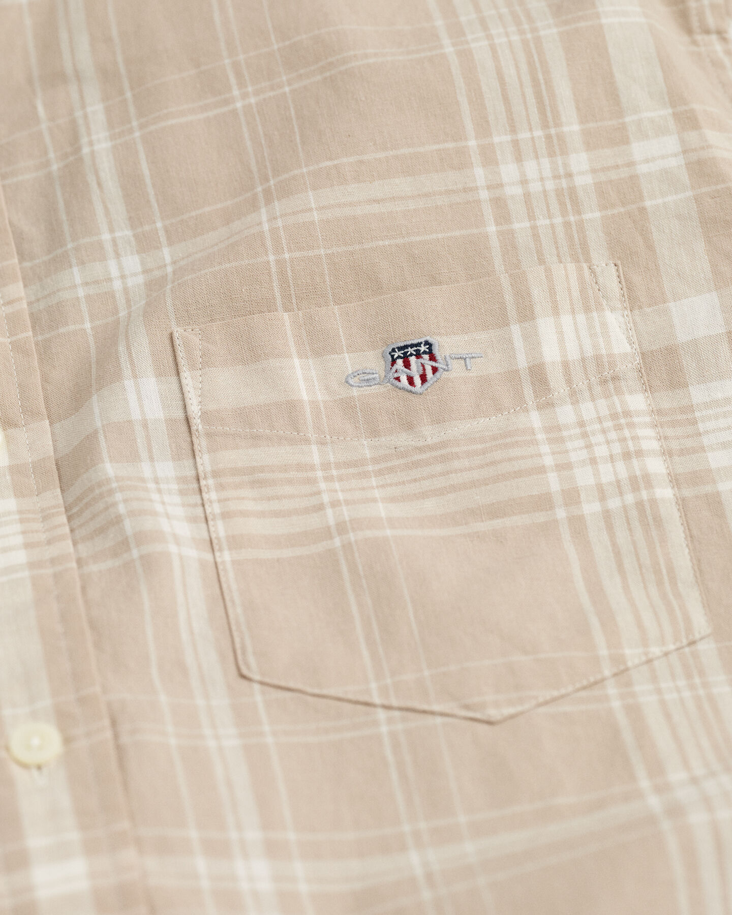 Chemise regular fit &agrave; manches courtes en coton et lin &agrave; carreaux