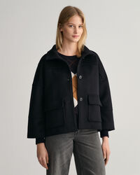 Veste courte en laine m&eacute;lang&eacute;e