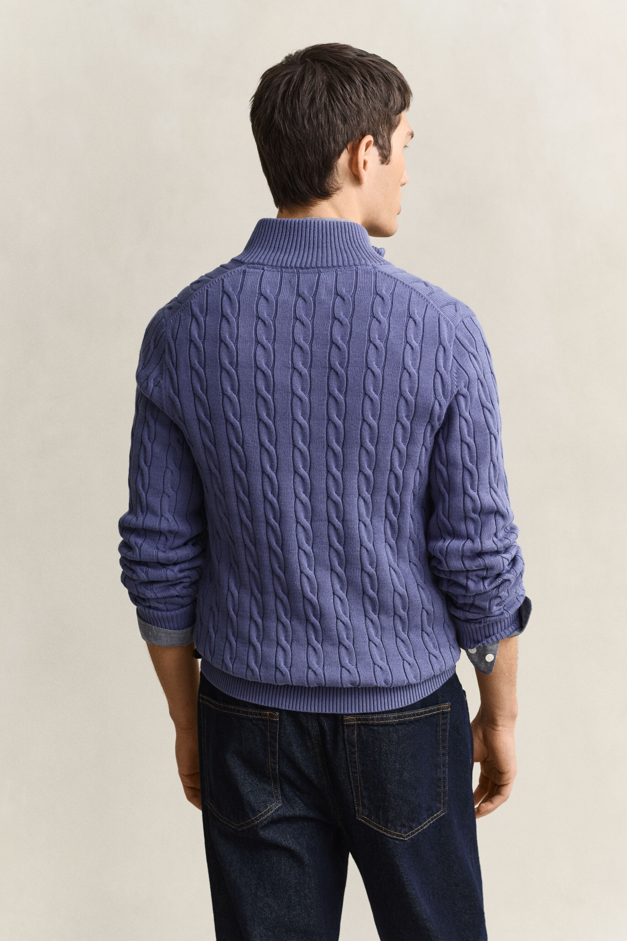 Pull à demi-zip en maille de coton torsadée