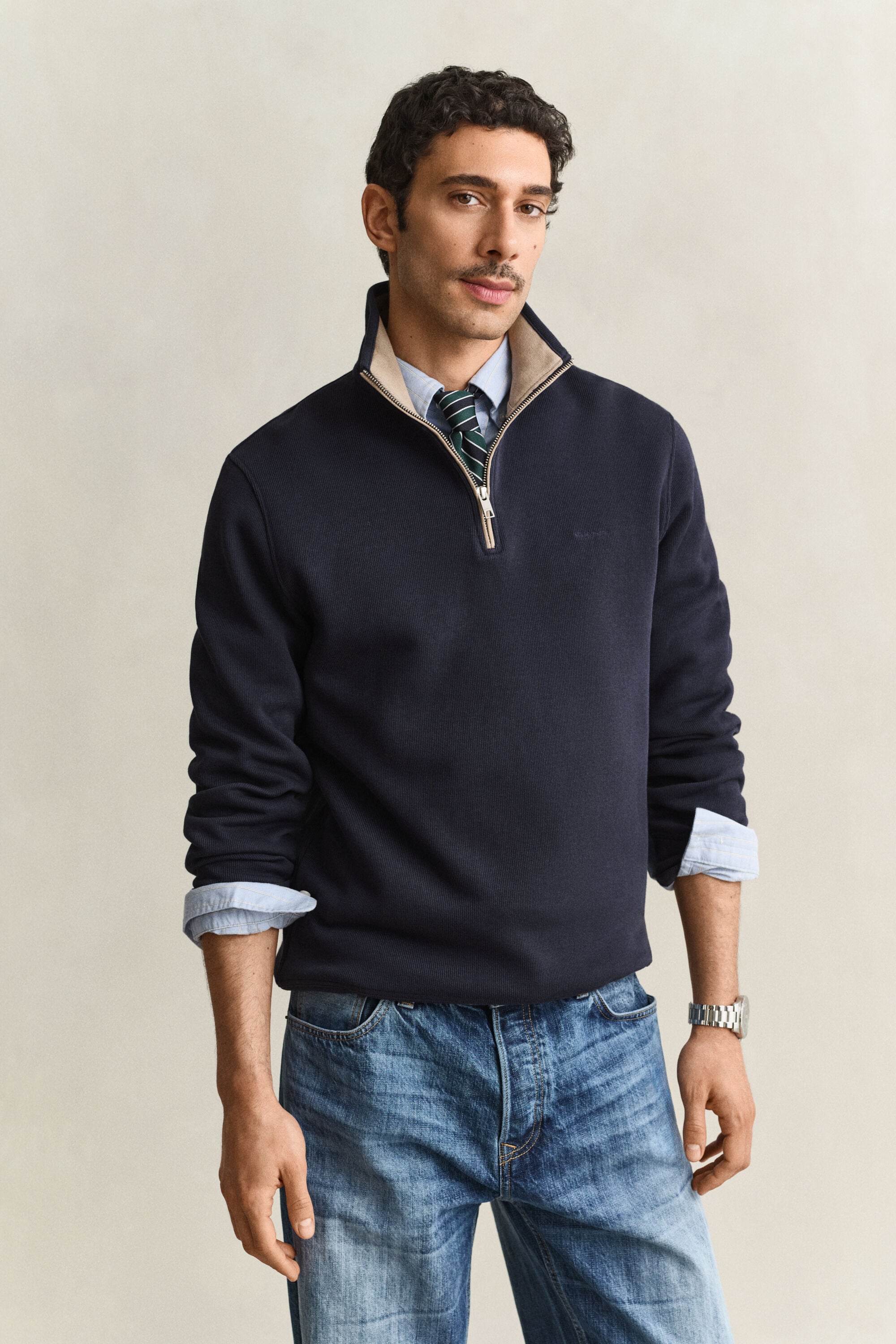 Sweat-shirt à demi-zip Sacker Rib