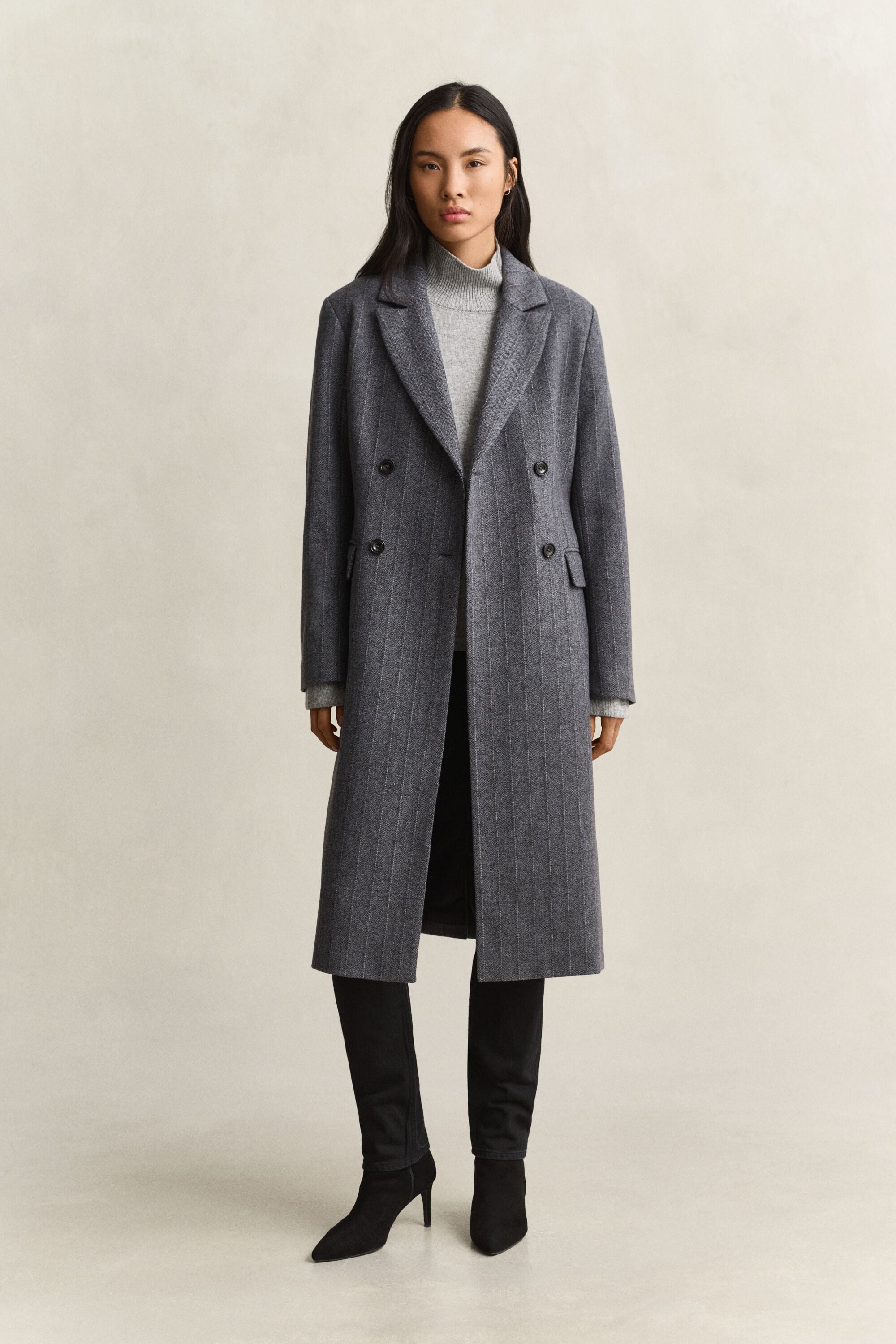 Manteau en laine mélangée à rayures