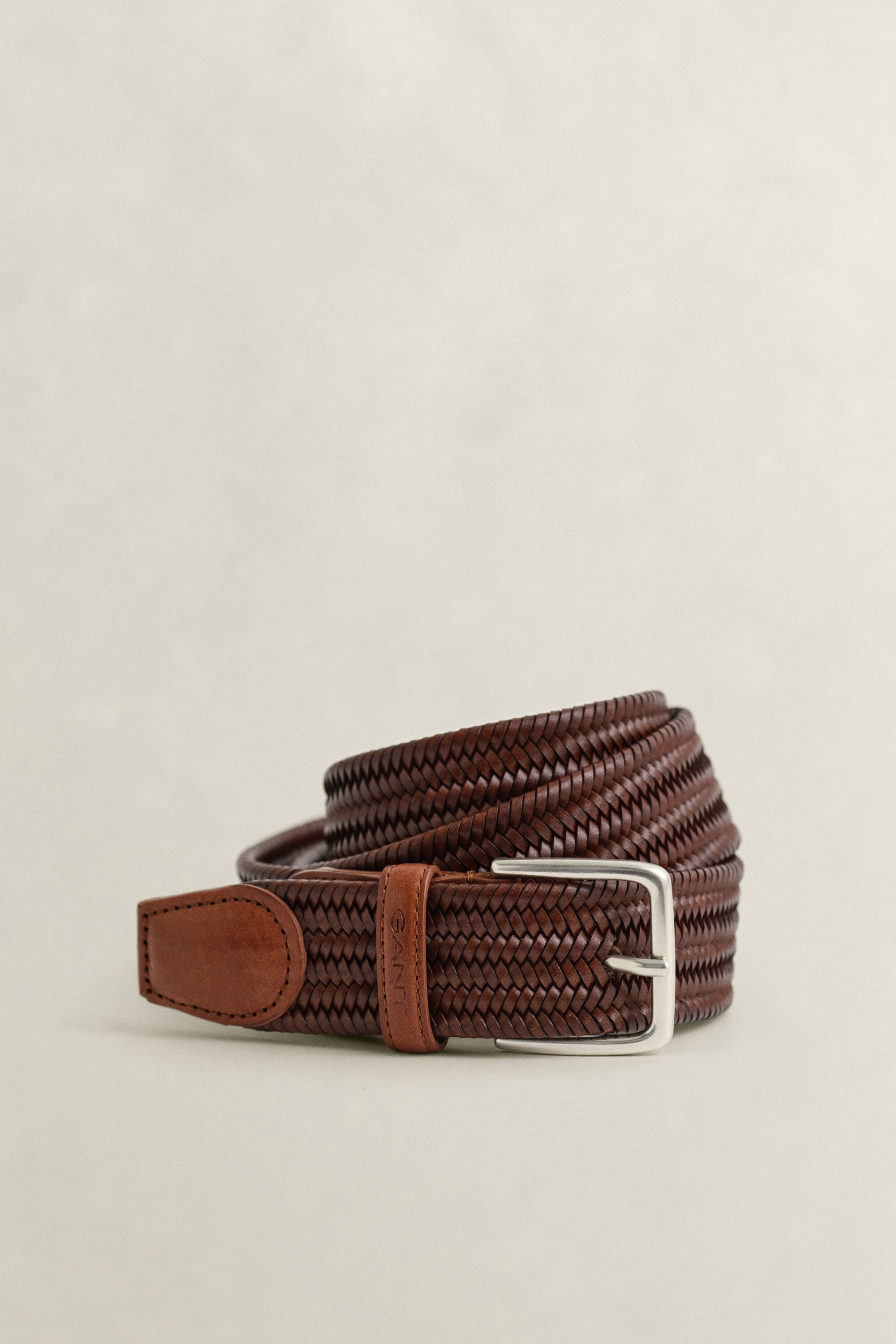 Ceinture élastique en cuir tressé