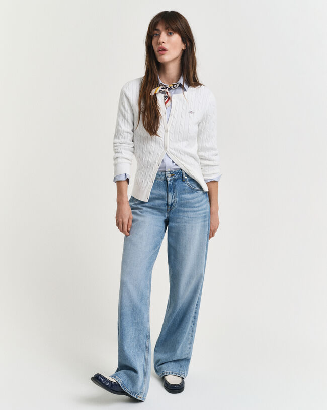 Cardigan en maille de coton stretch à torsades