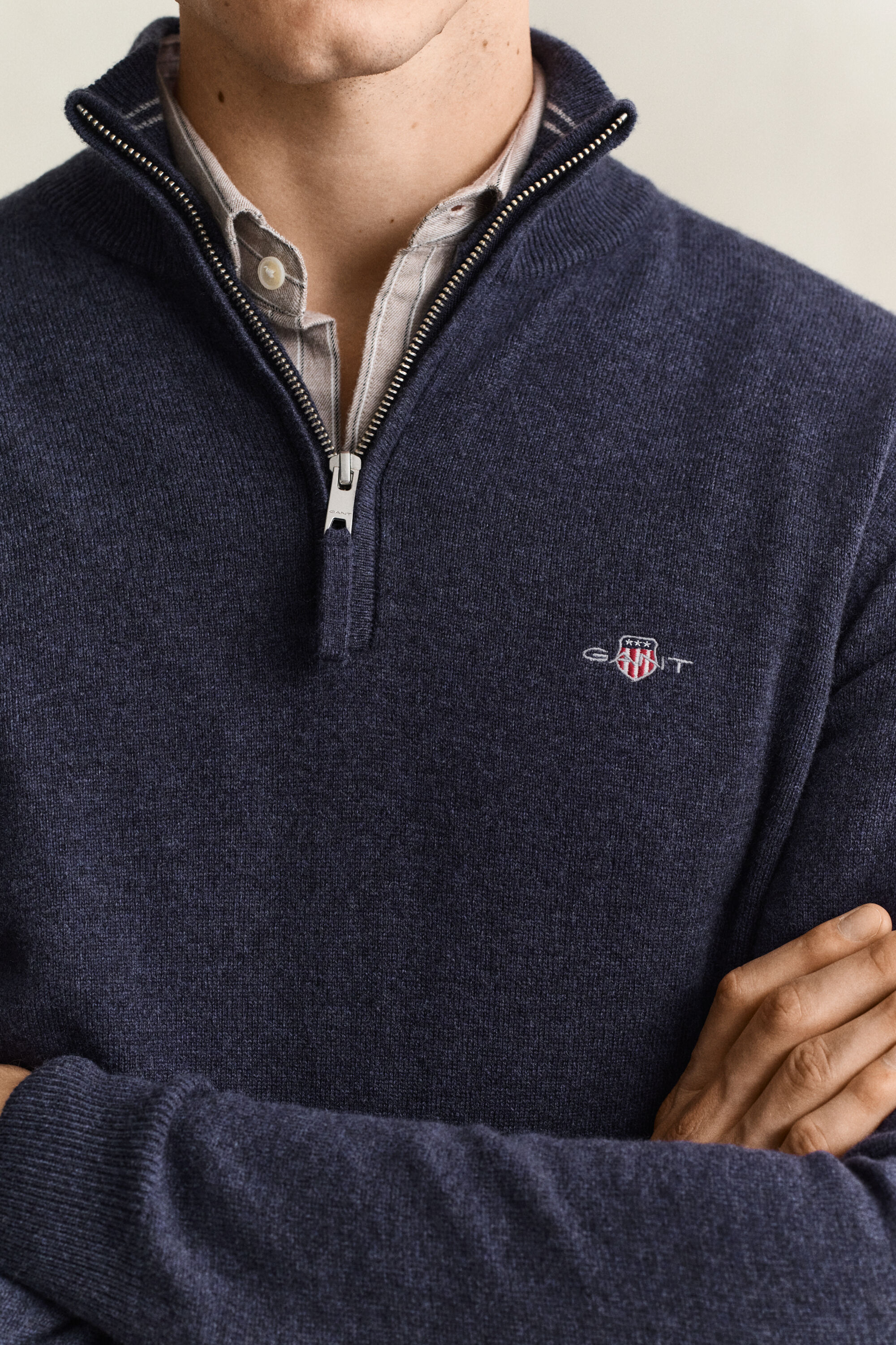 Pull à demi-zip en laine d’agneau