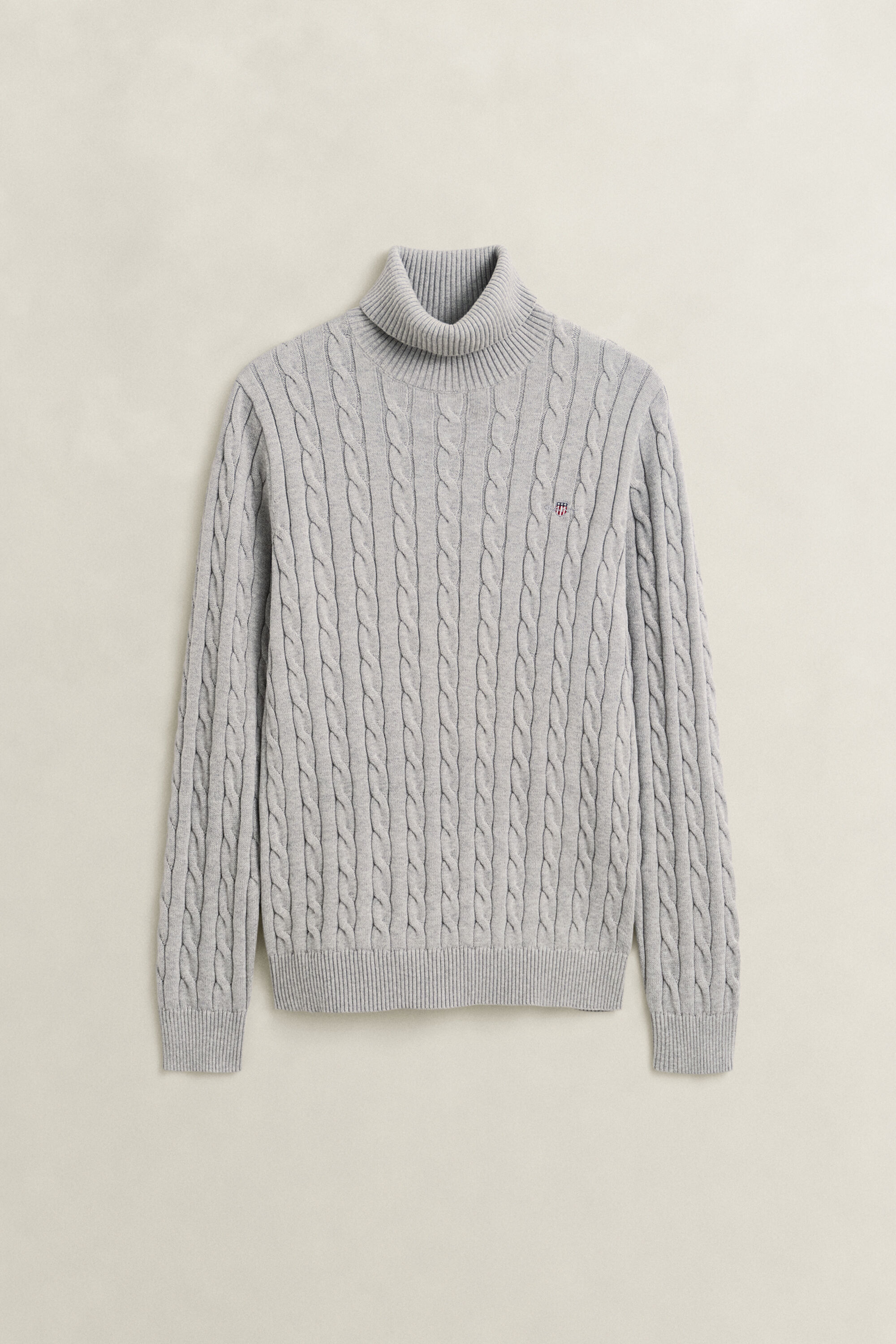 Pull col roulé en maille torsadée de coton
