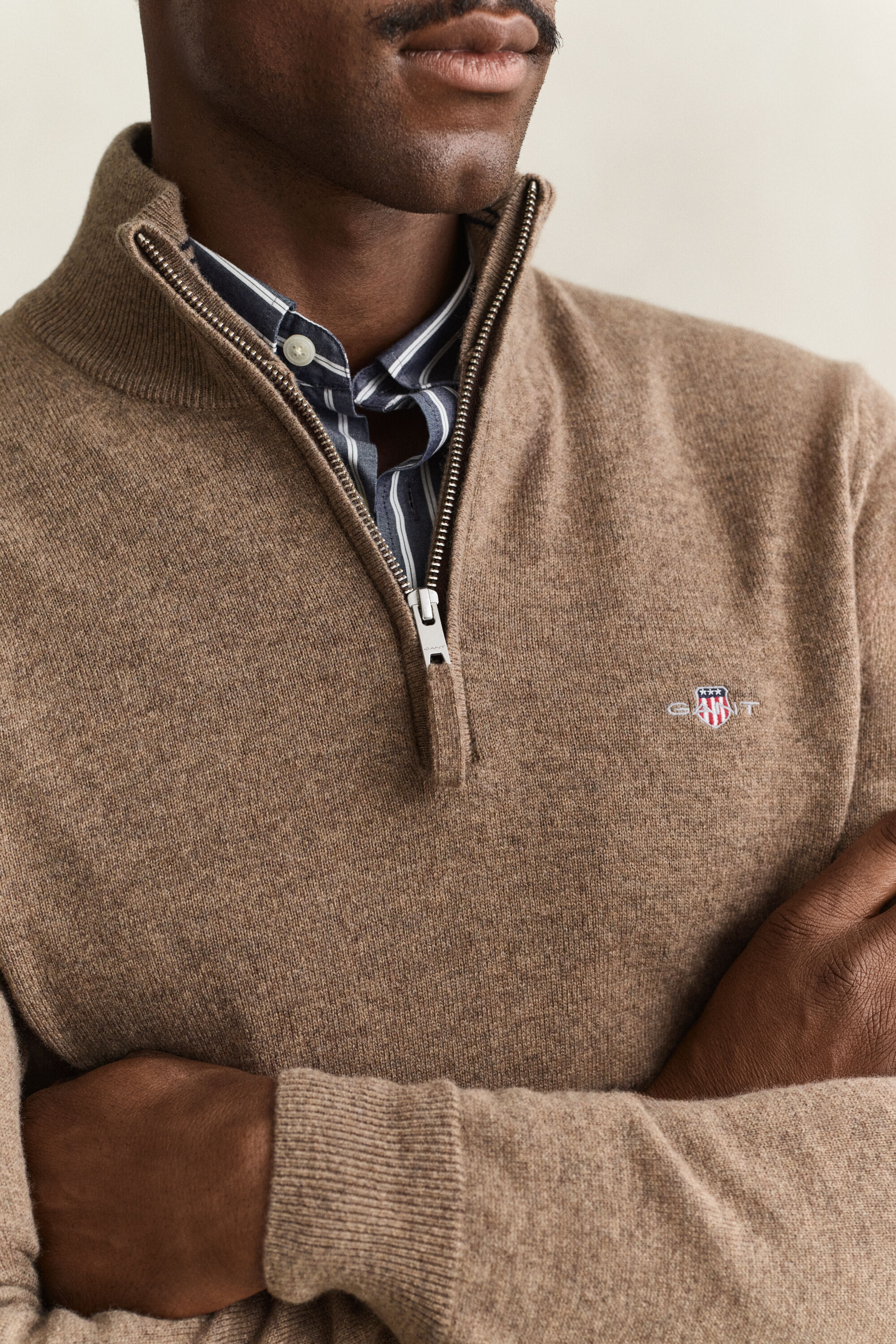 Pull à demi-zip en laine d’agneau