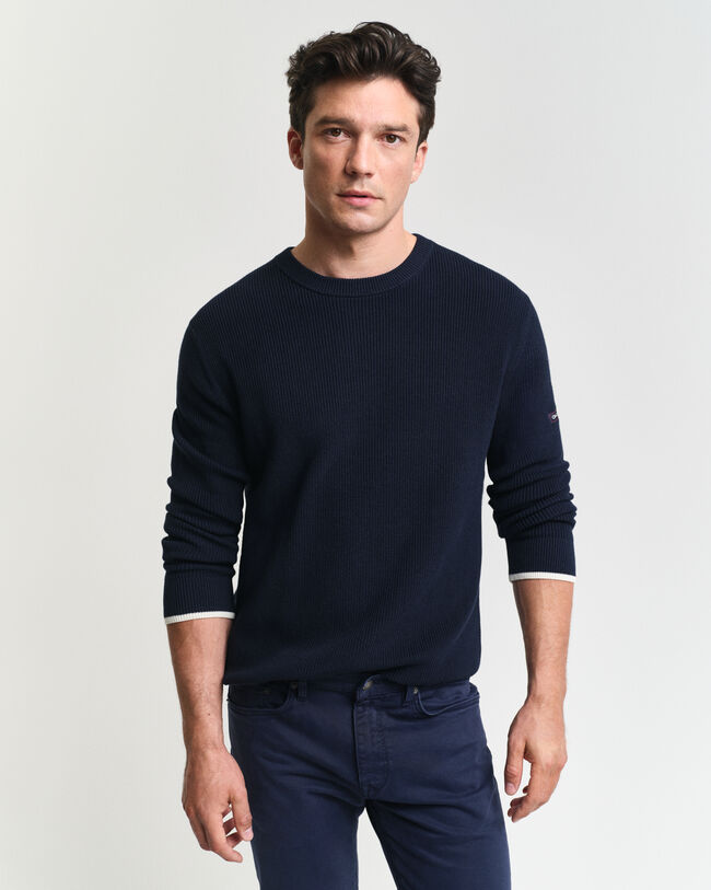 Pull ras du cou en coton côtelé