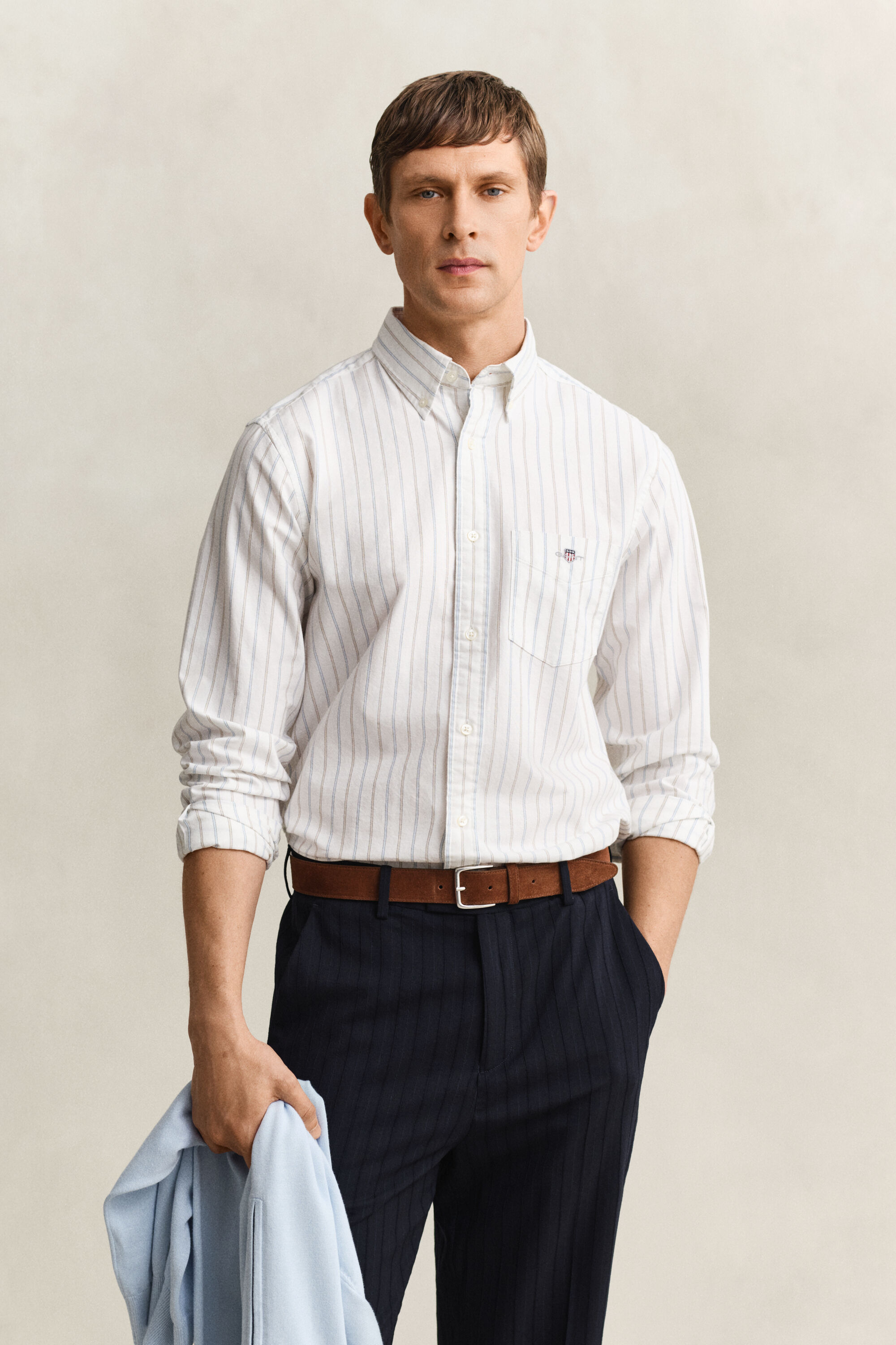 Chemise en coton Oxford classique à rayures