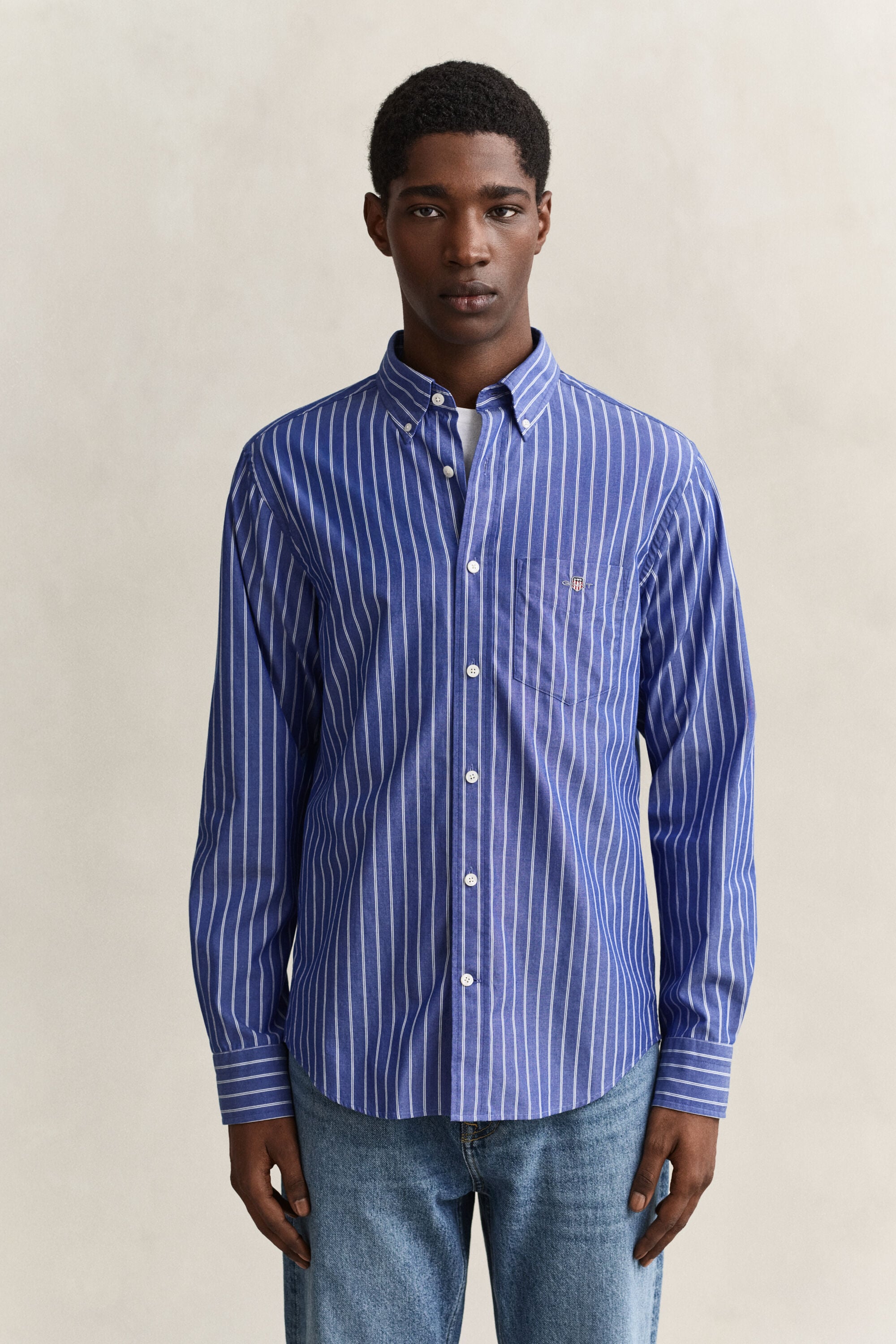 Chemise en popeline à rayures classique