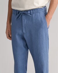 Pantalon relaxed fit en lin avec cordon de serrage