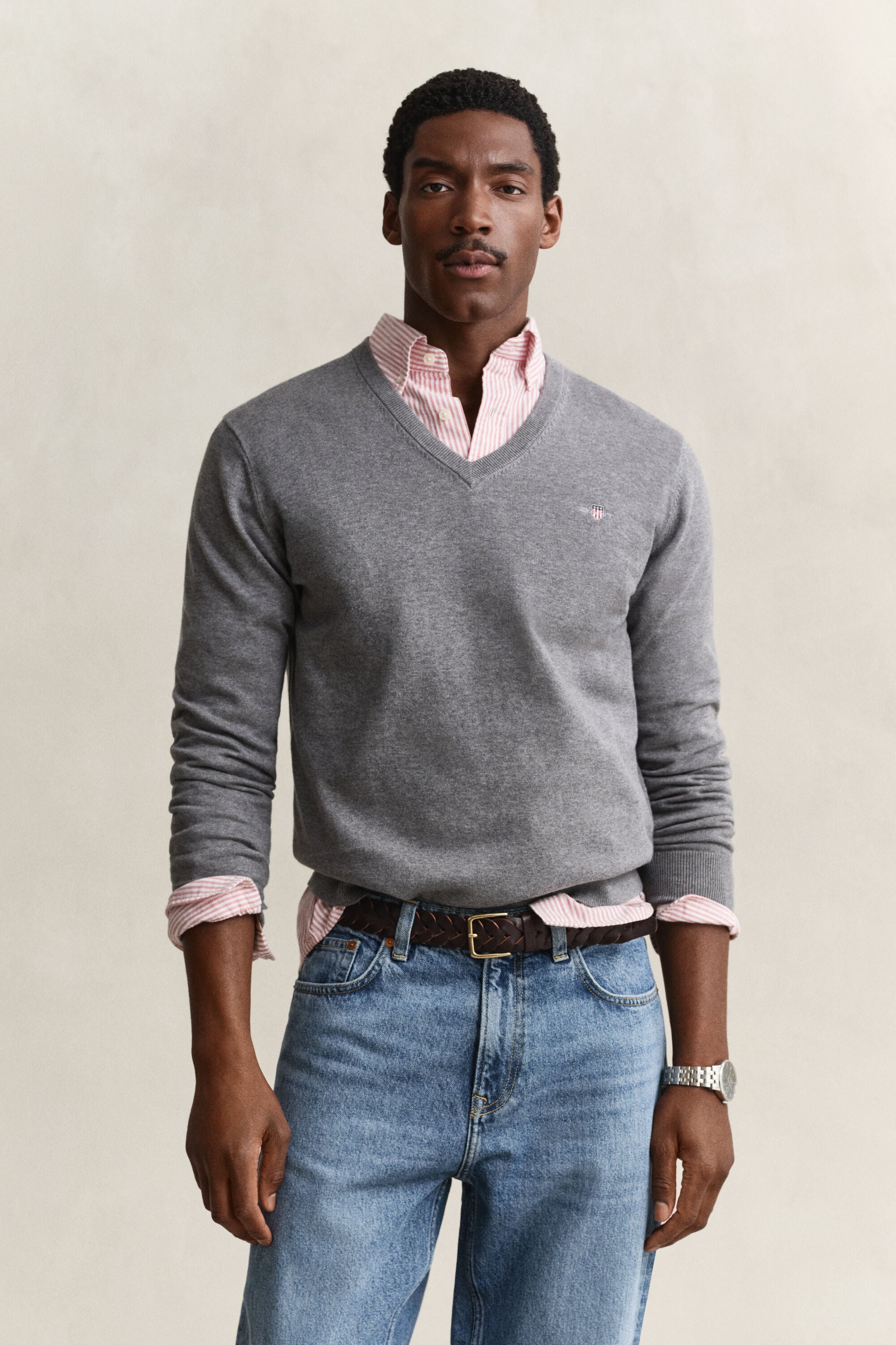 Pull col V en coton