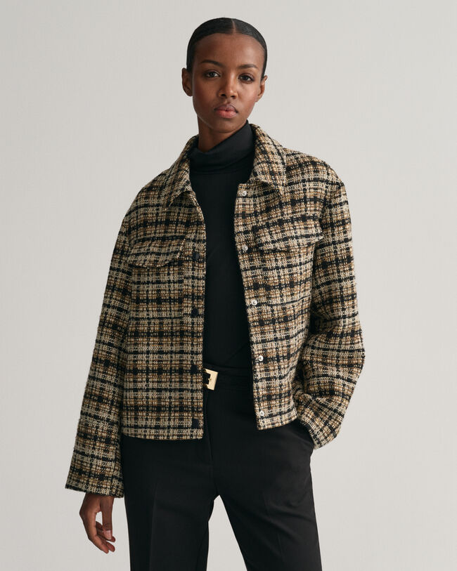 Veste blazer en tweed à carreaux