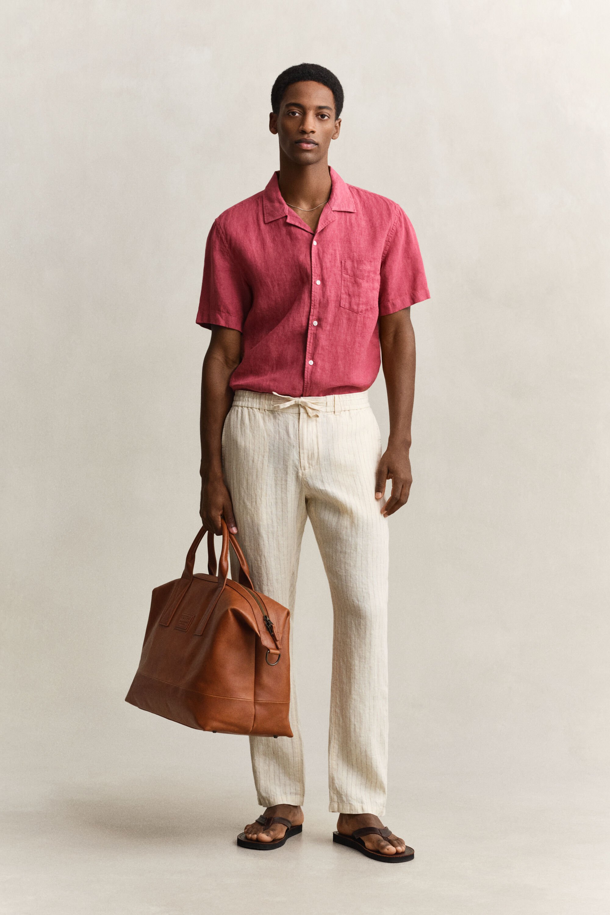 Pantalon en lin à rayures