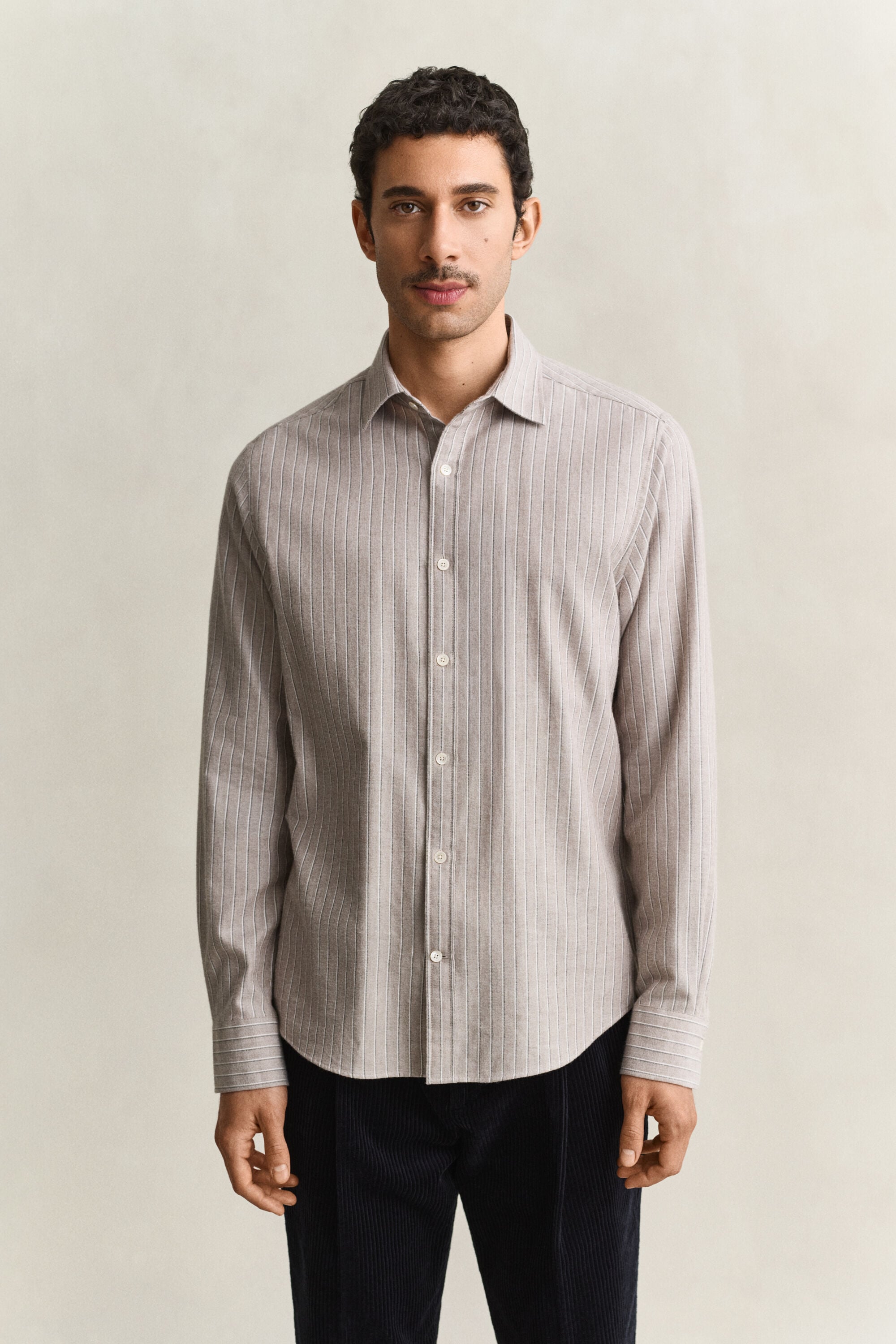 Chemise en flanelle chinée à rayures