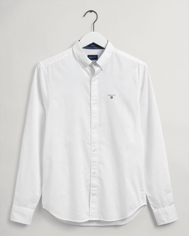 Chemise slim fit en coton Oxford armur&eacute; &agrave; pois