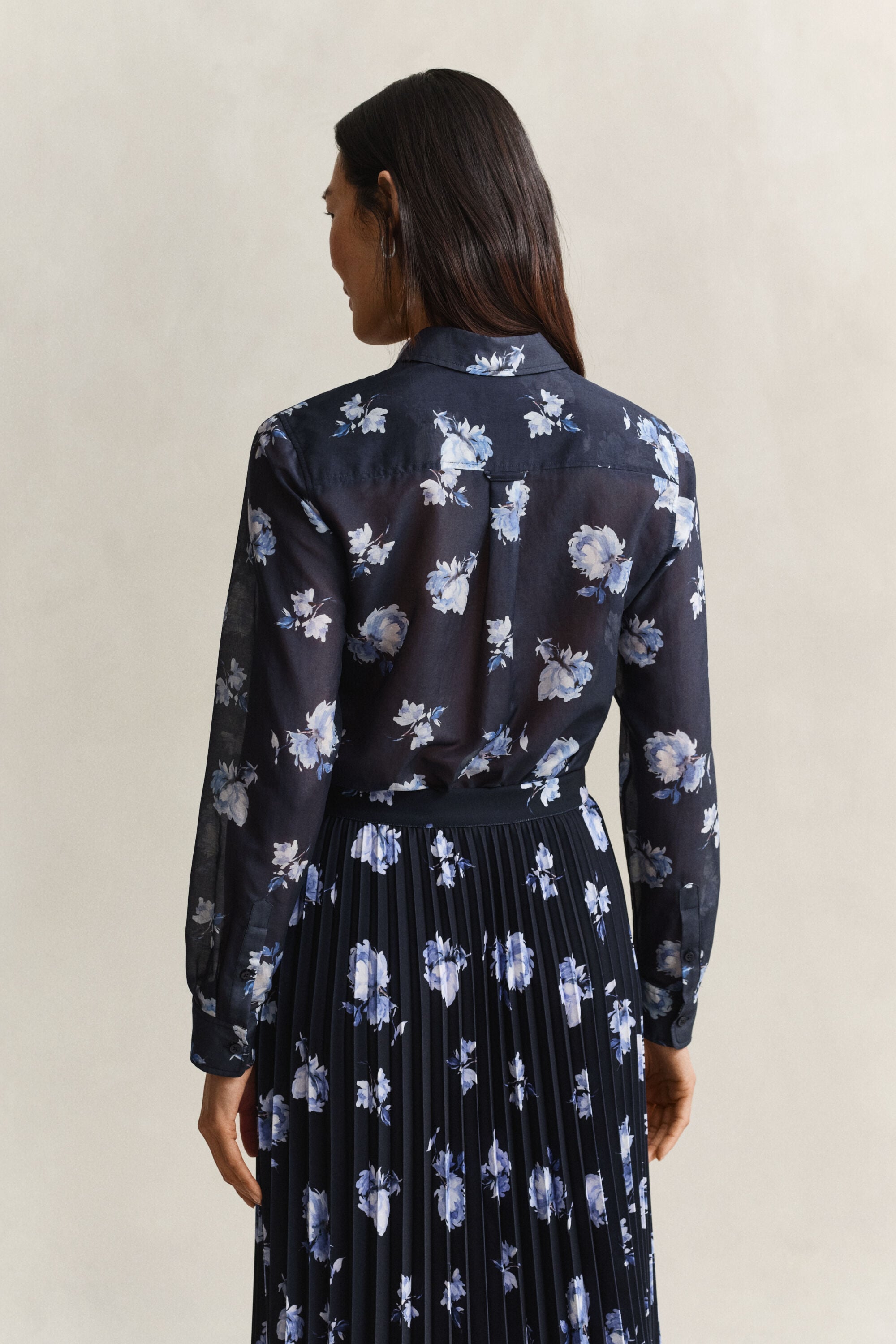 Chemise en coton et soie à imprimé floral