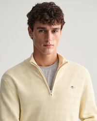 Pull à demi-zip en coton texturé à rayures