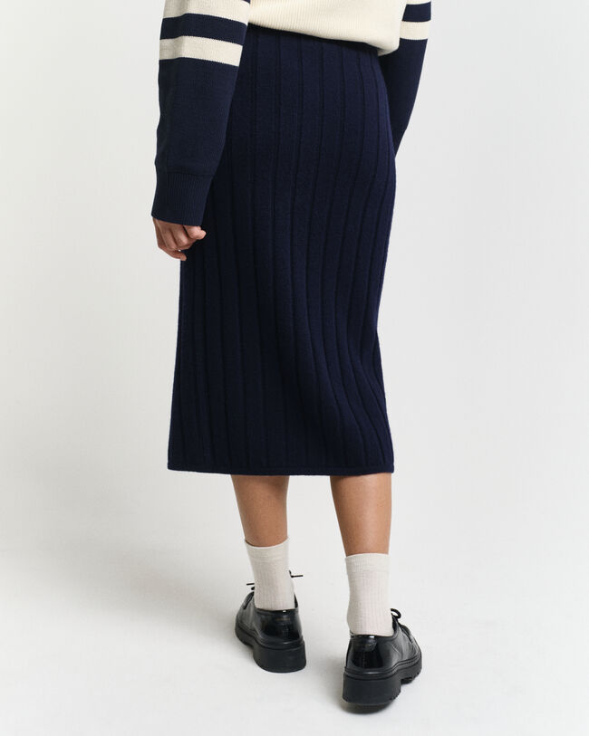 Jupe en laine à côtes larges