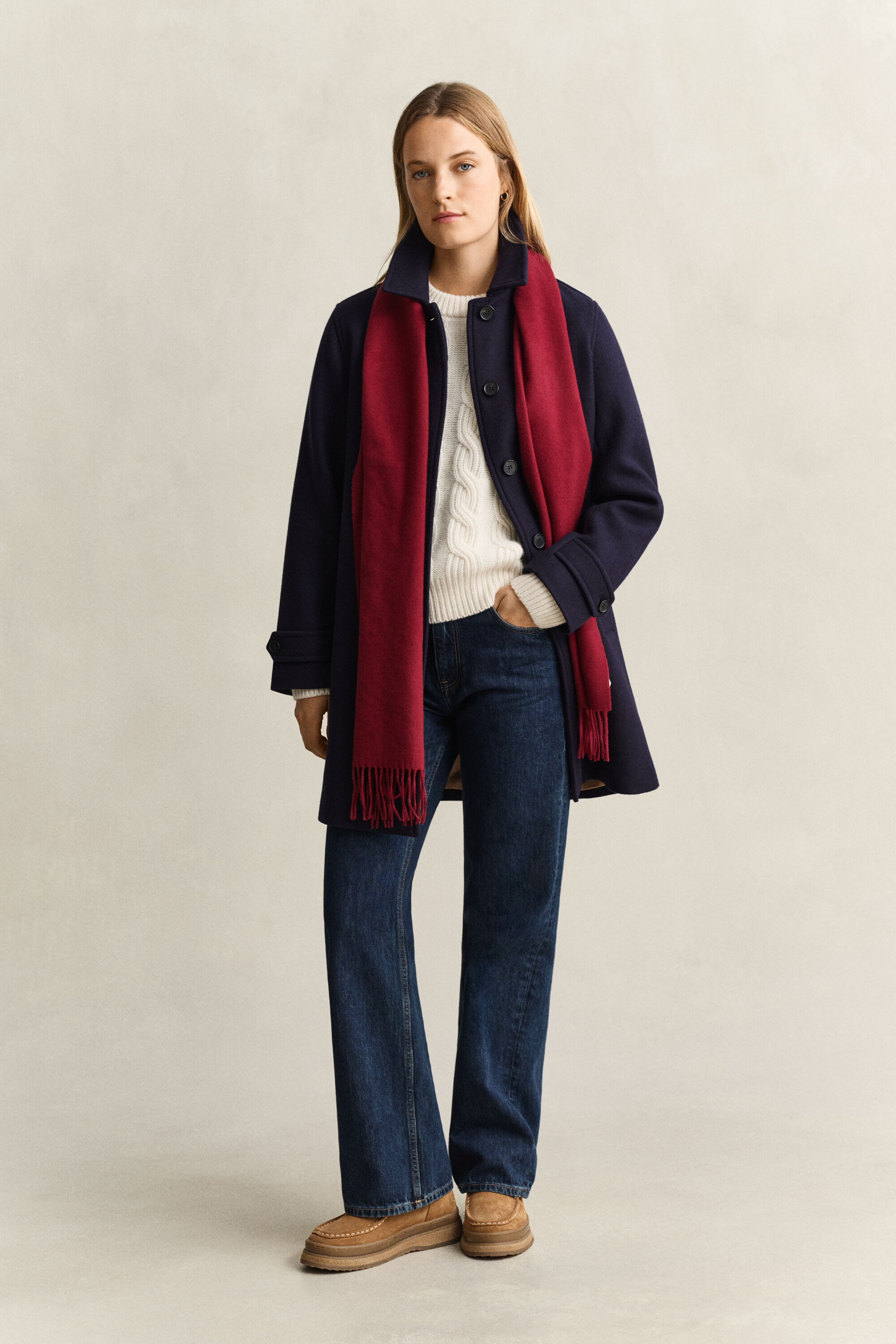 Pull en maille torsadée de laine mélangée