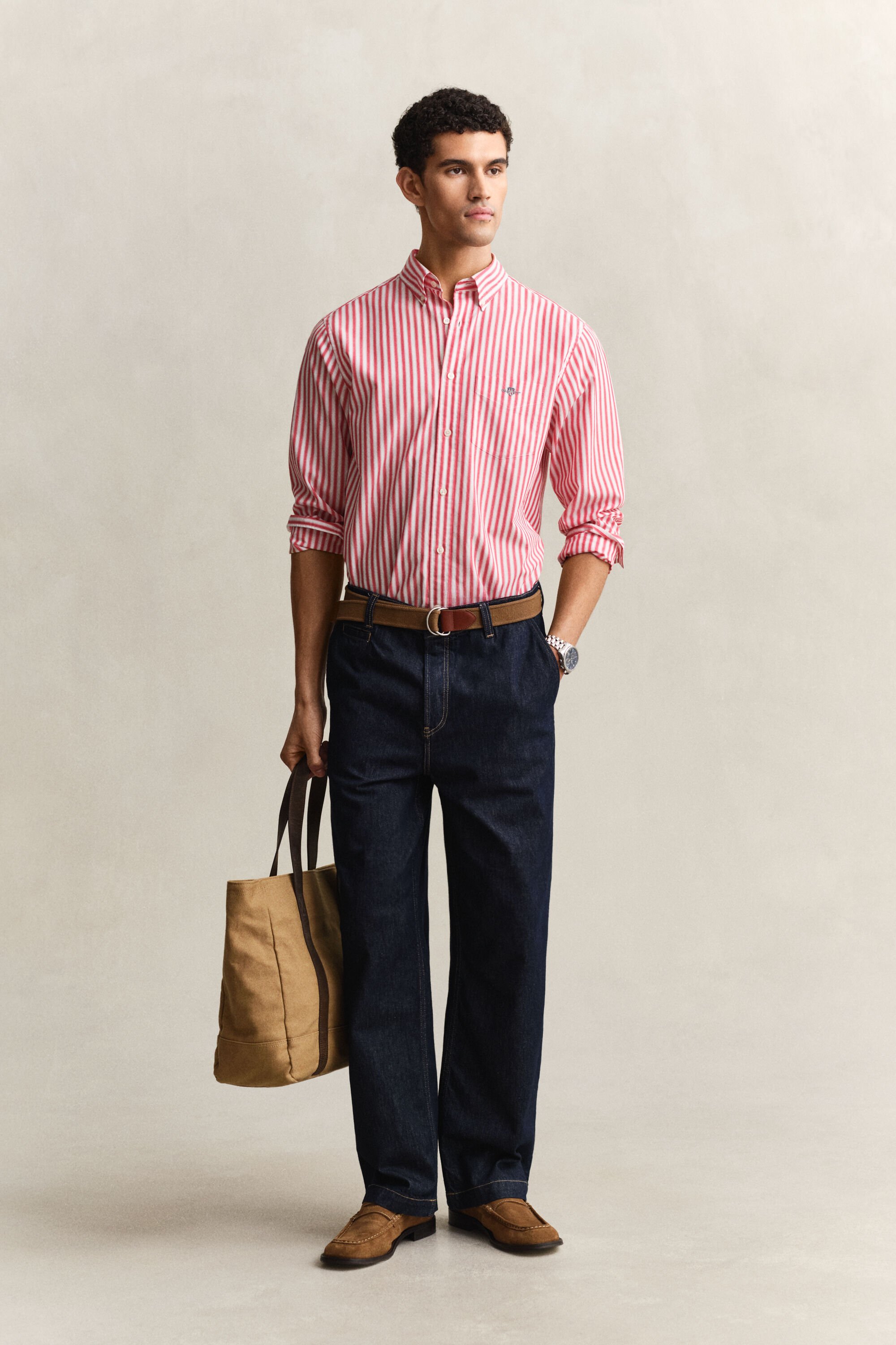 Chemise en popeline à rayures classique