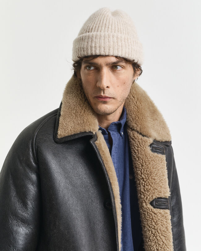 Bonnet côtelé en laine d'alpaga mélangée