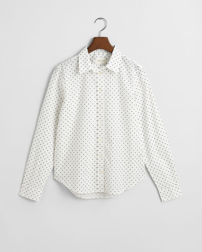 Chemise regular fit en voile de coton à imprimé pois