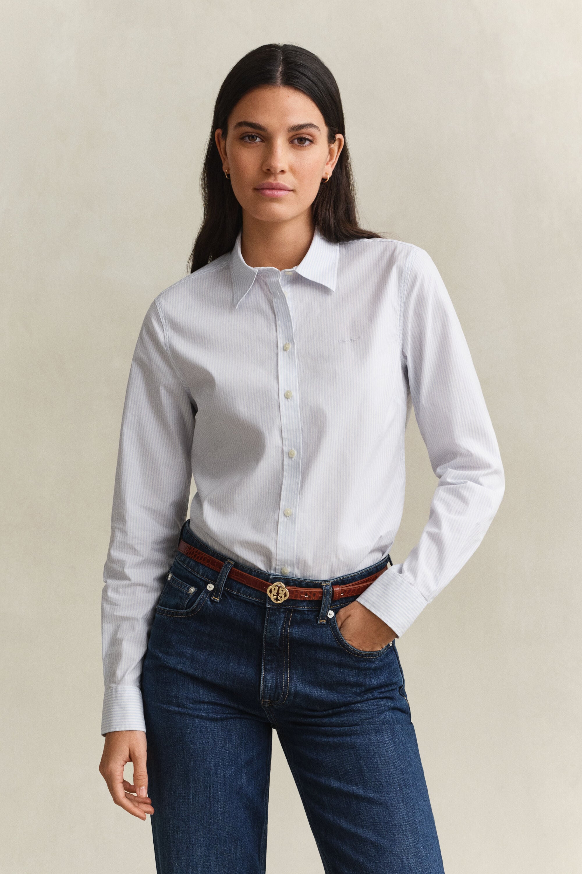 Chemise en popeline à rayures