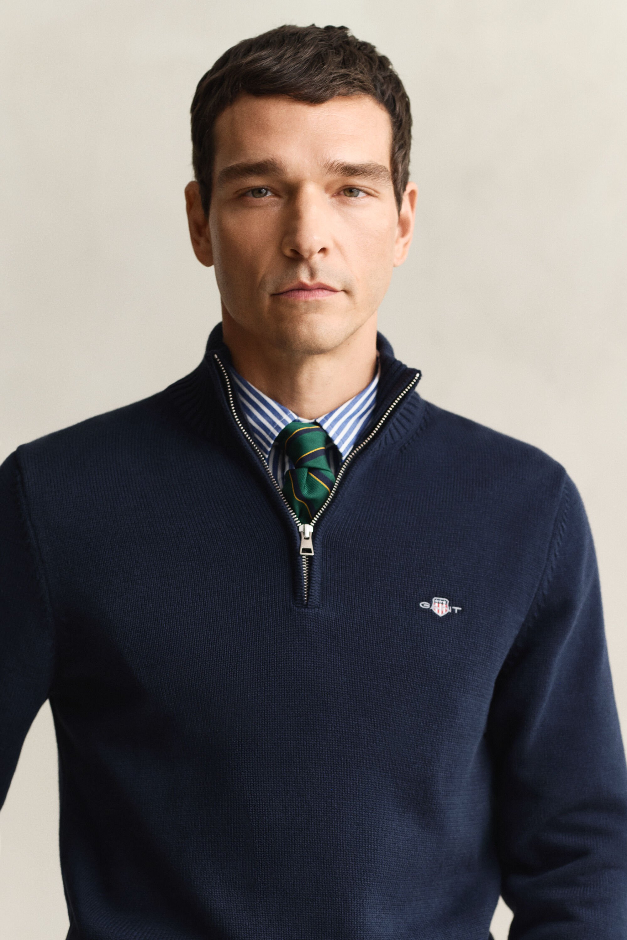 Pull en coton décontracté à demi-zip