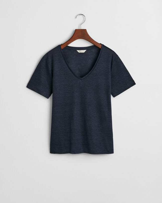 T-shirt col V en lin