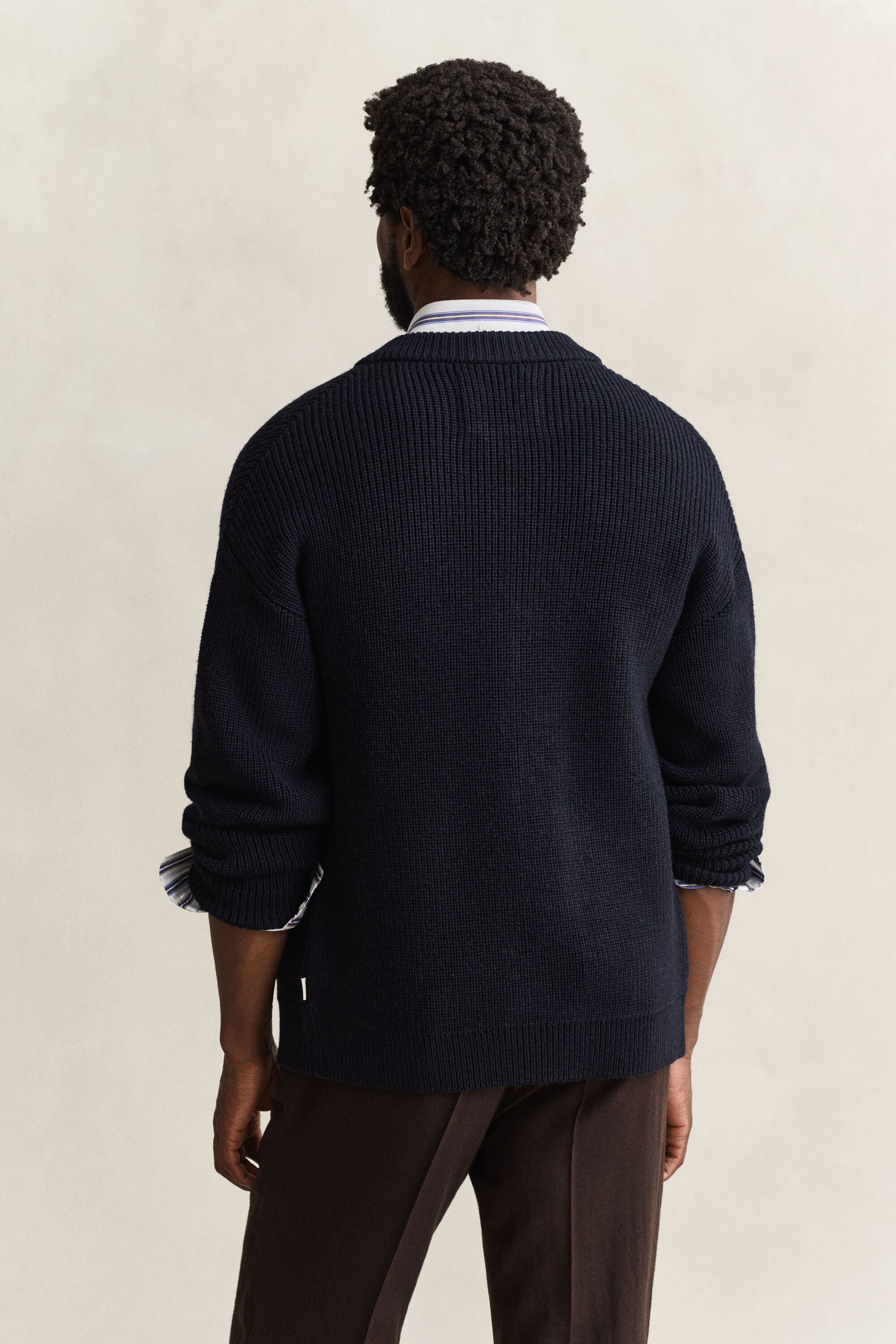 Cardigan zippé en laine côtelée