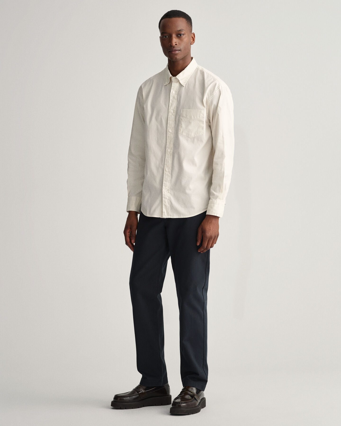 Chemise relaxed fit en coton Oxford teint en pi&egrave;ce