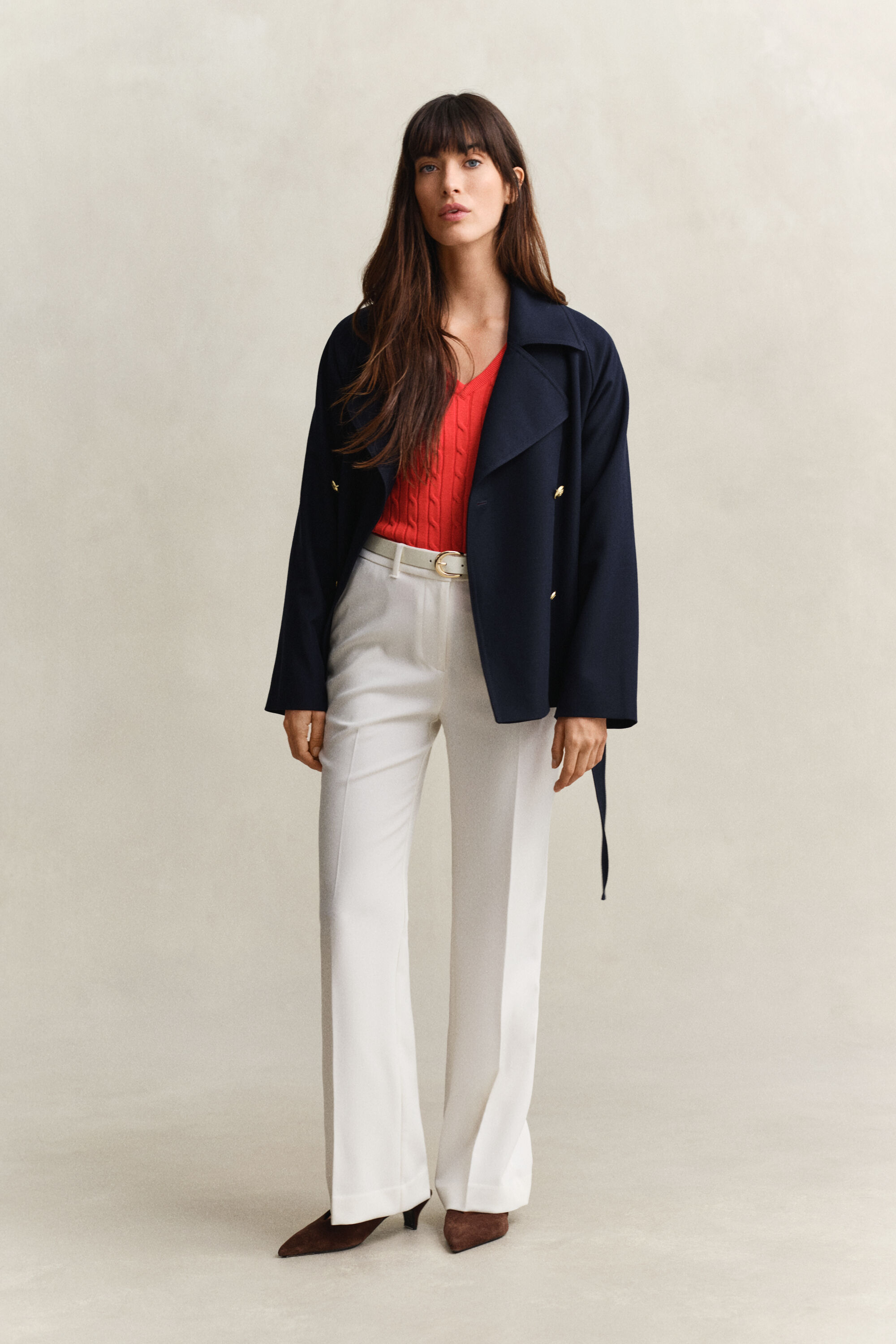 Pull col V en maille torsadée