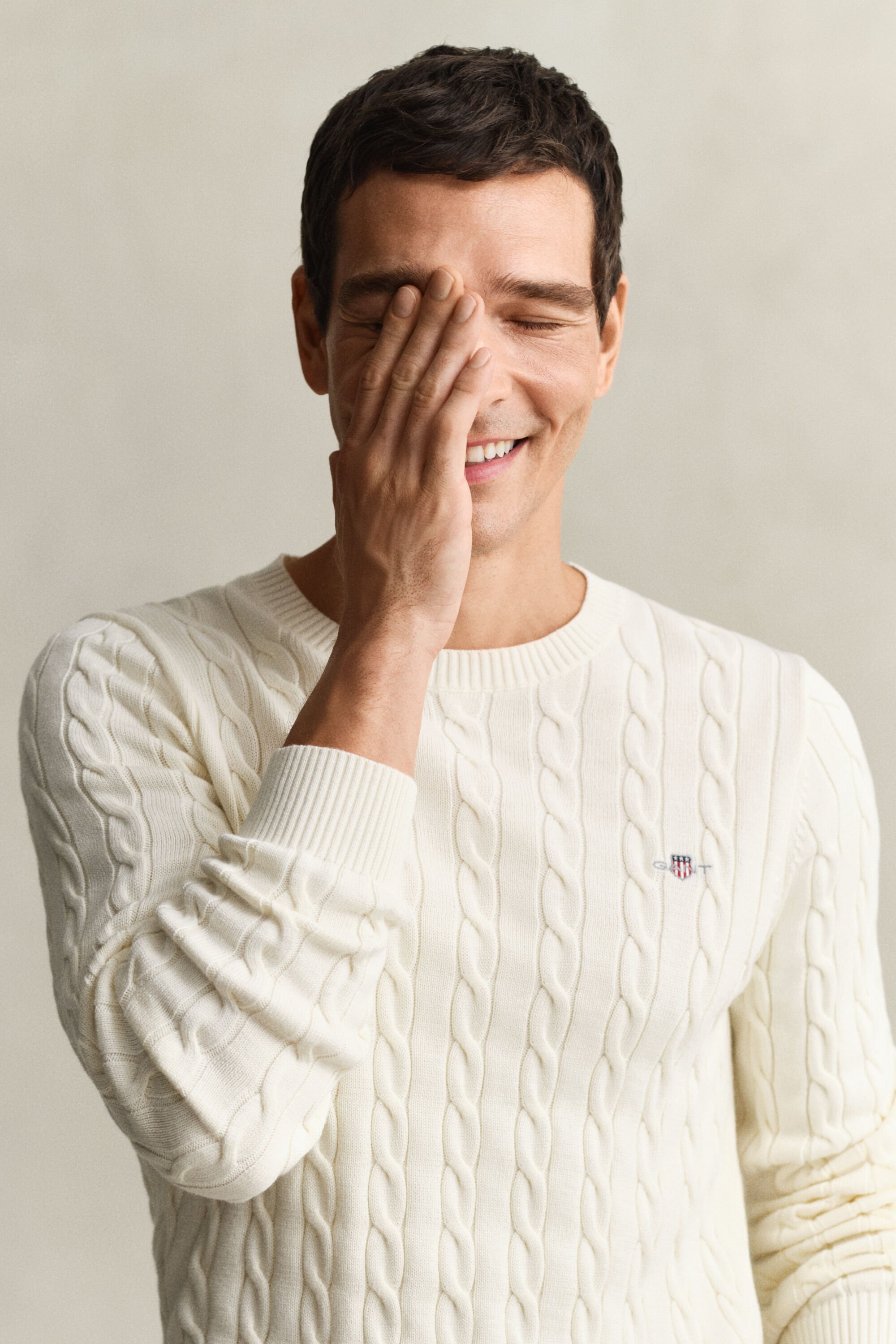 Pull col rond en maille de coton torsadée