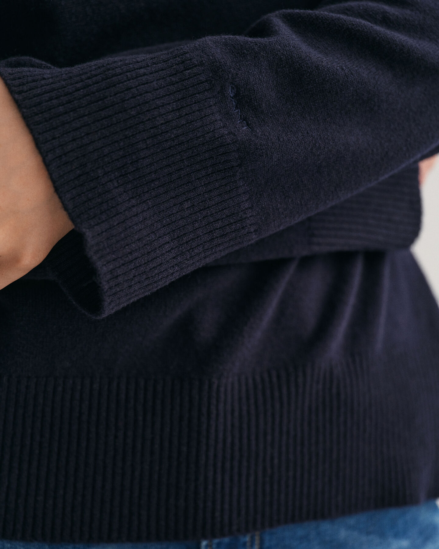 Pull en laine d'agneau ultrafine &agrave; col droit